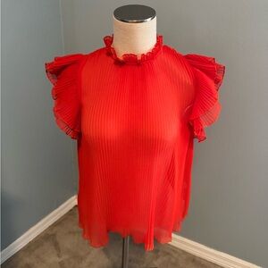 Anthropologie ORANGE Pleated Blouse